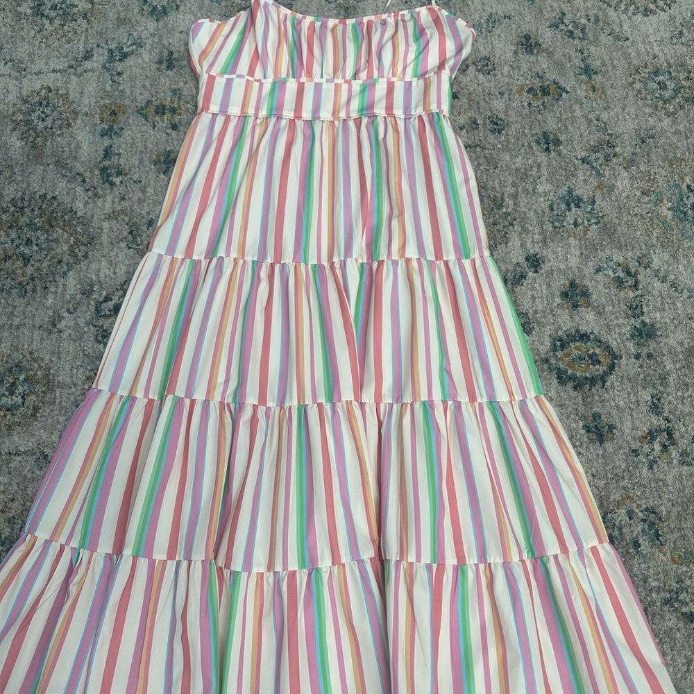Chicwish Multicolor Pastel Striped Tiered Maxi Dress
